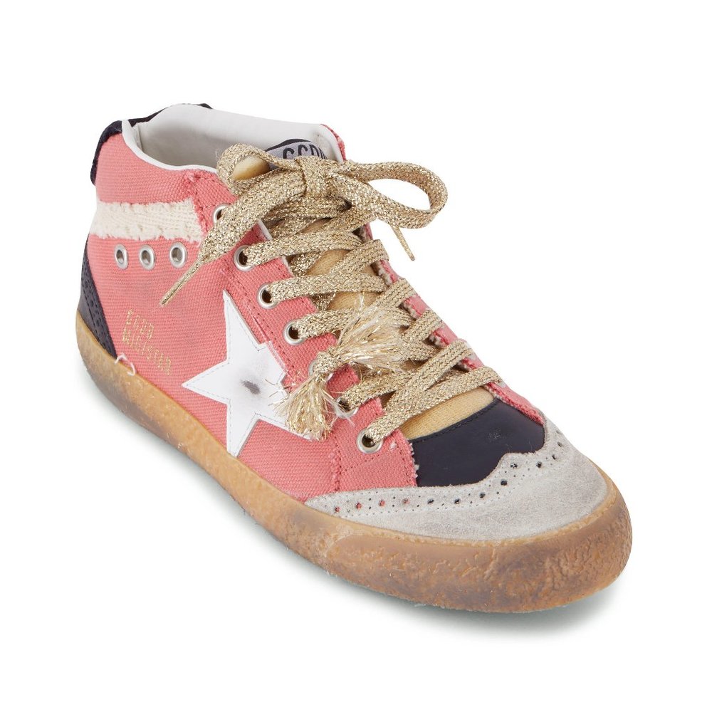 NIB Golden Goose Midstar Salmon Canvas & White Star Sneaker,38